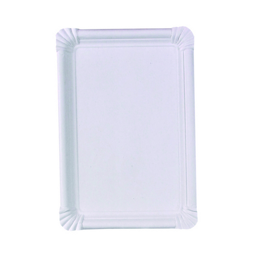 Plato rectangular de cartón blanco 260x180mm - 250Uds
