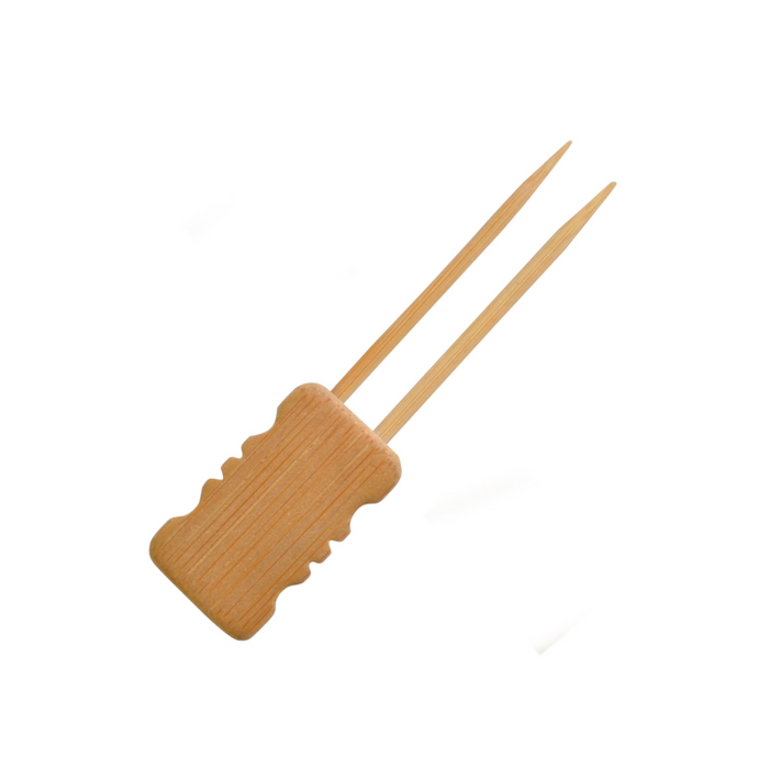 Pincho de bambú Mbola de doble rama con extremo de bloque de bambú 100mm - 24Uds