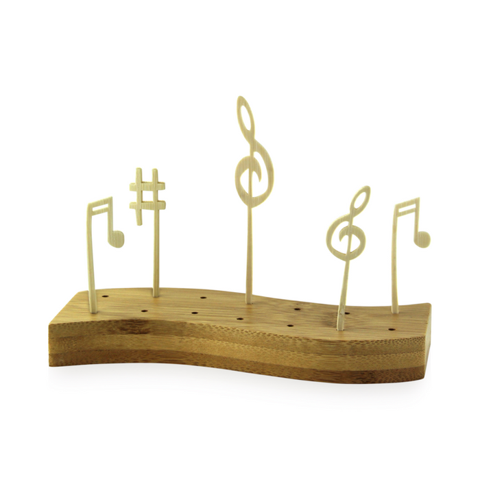 Stecchino in bamboo con decorazione foglia (FOR50)  H120mm