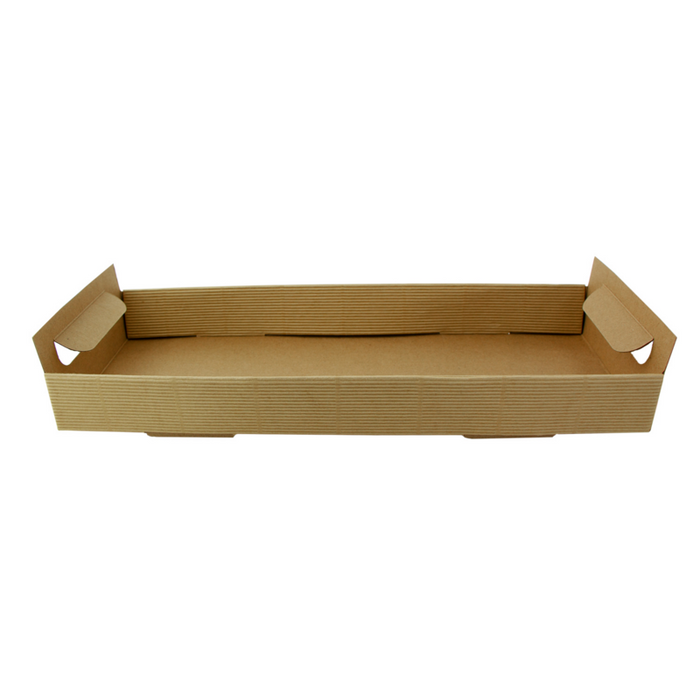 Bandeja de cartón kraft con asas 390x150mm A44mm - 50Uds
