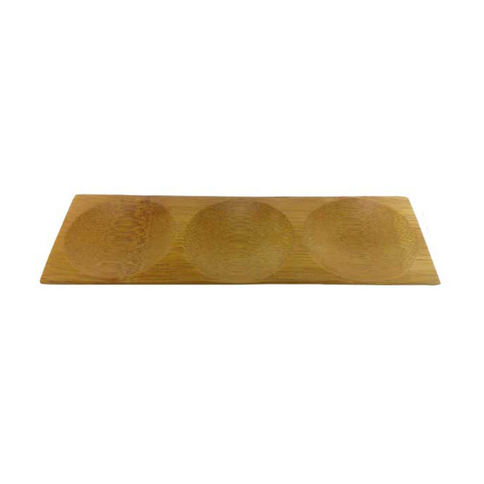 Plato de degustación de bambú 3 compartimentos PATONG 180x60mm A10mm - 12Uds
