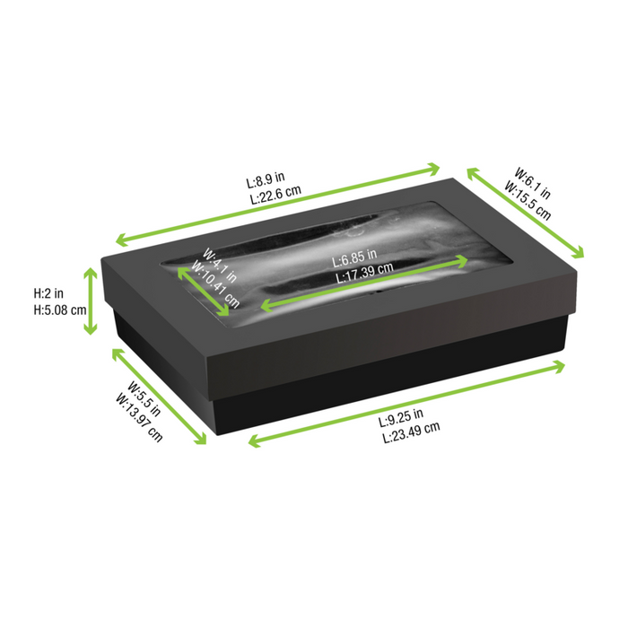 Scatola "Kray" in cartone nero con coperchio a finestra, per cottura in forno 225x155mm H53mm