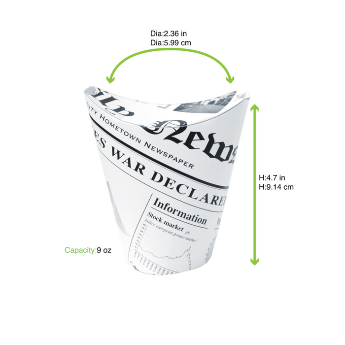 Bicchiere da snack in cartone, decorazione stampa di giornale   H118mm 270ml
