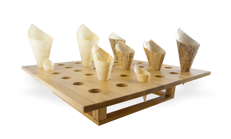 Supporto in bambù a 36 fori per coni 400x400mm H85mm