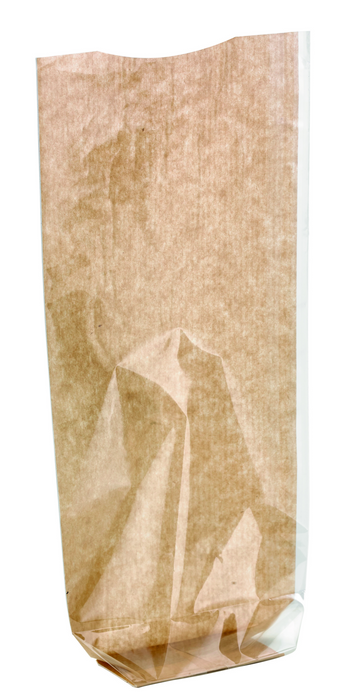 Sacchetto trasparente con fondo in cartone kraft 120 H260mm
