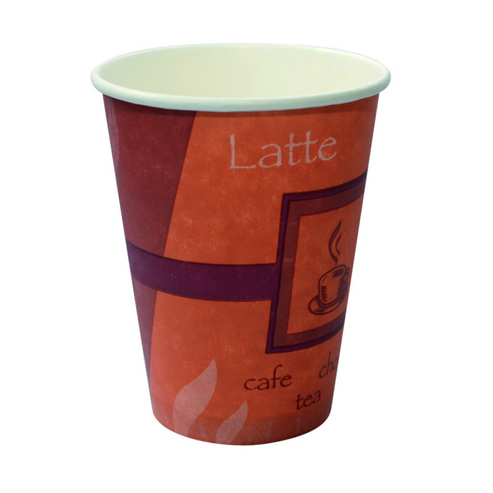 Vaso de cartón marrón decoración Pasión 350ml A111mm - 50Uds