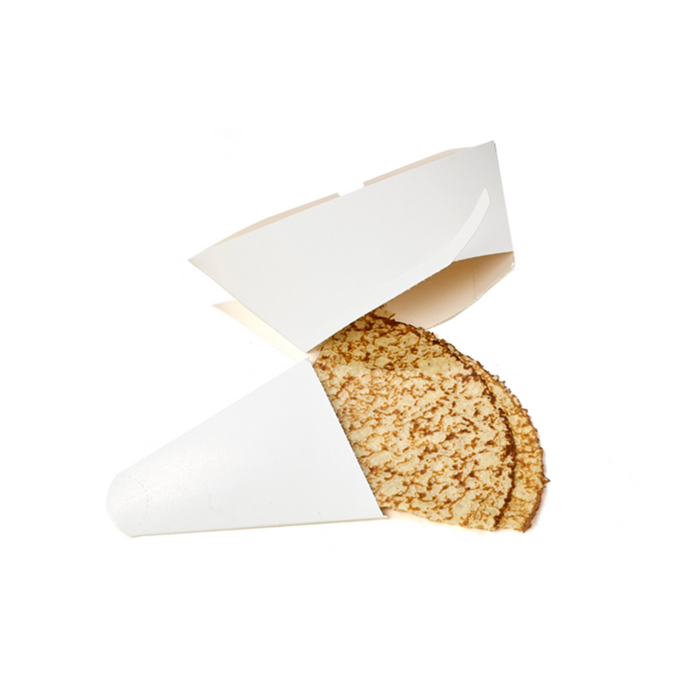 Caja triangular de cartón blanco para crepes 215x185mm - 50Uds