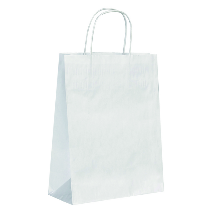 Shopper in carta bianca e manici sottili corda 220x100mm H290mm