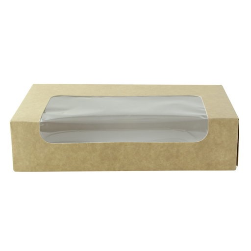 Caja cartón kraft laminada con ventana 190x113mm A44mm - 50Uds