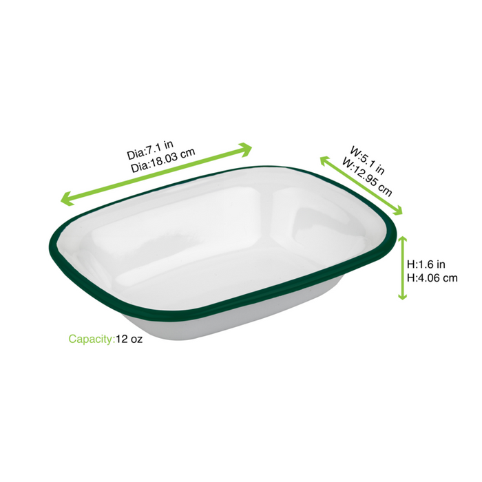 Teglia Enamely smaltata con bordo verde (42) 183x137mm H40mm 350ml