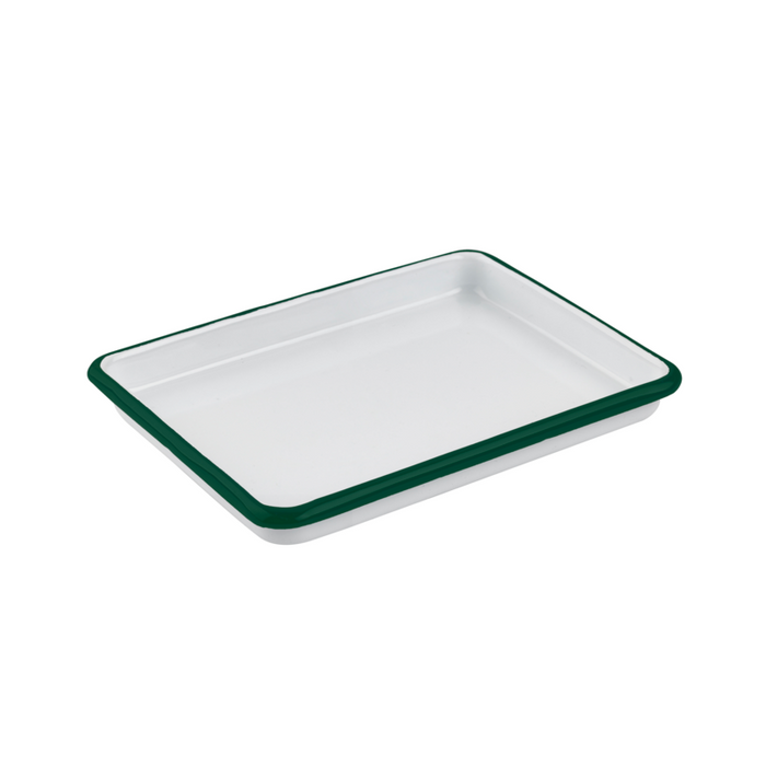 Vassoio smaltato con bordo verde (42) 165x122mm H25mm