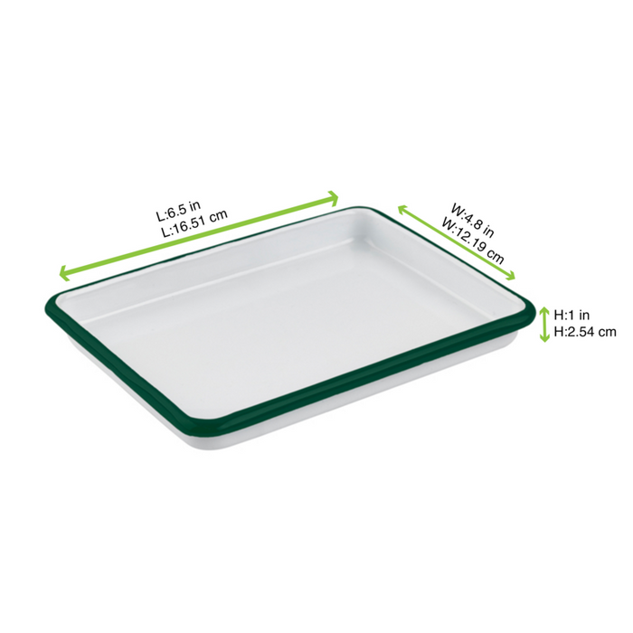 Vassoio smaltato con bordo verde (42) 165x122mm H25mm