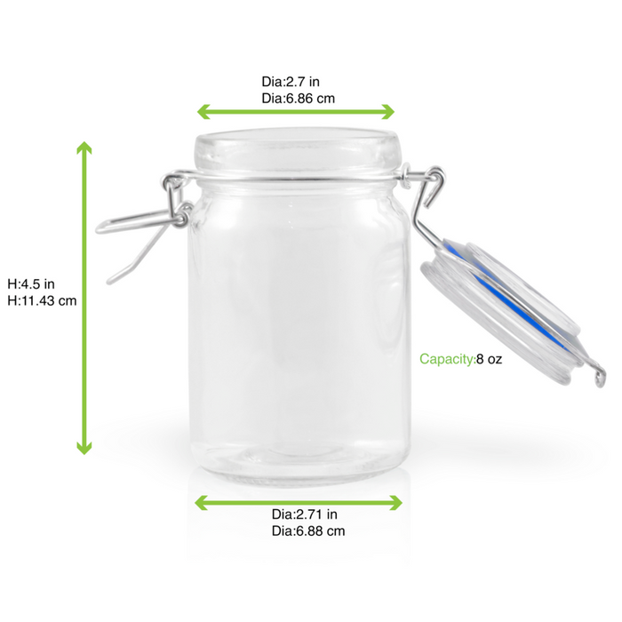 Mini barattolo in vetro con guarnizione blu scuro  H119,2mm 200ml
