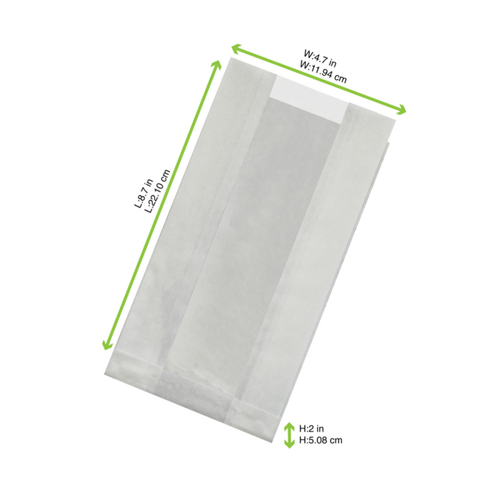 Sacchetto in carta kraft antiunto con finestra in PP (C/PAP81 + PP5) 220x120mm H50mm