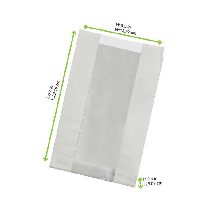 Sacchetto in carta kraft antiunto con finestra in PP (C/PAP81 + PP5) 220x140mm H60mm
