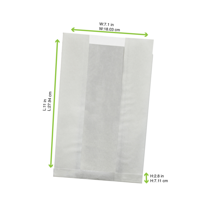 Sacchetto in carta kraft antiunto con finestra in PP (C/PAP81 + PP5) 280x180mm H80mm