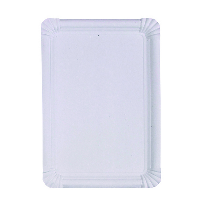 Plato rectangular de cartón blanco 330x230mm - 125Uds