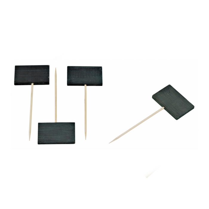 Pincho de bambú Tikon con extremo de panel negro 90mm - 20Uds