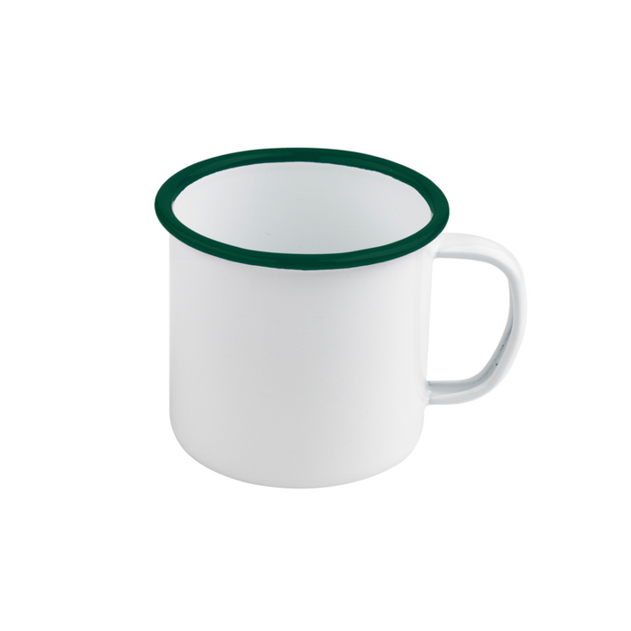 Mug smaltata con manico e bordo verde (42)  H70mm 250ml