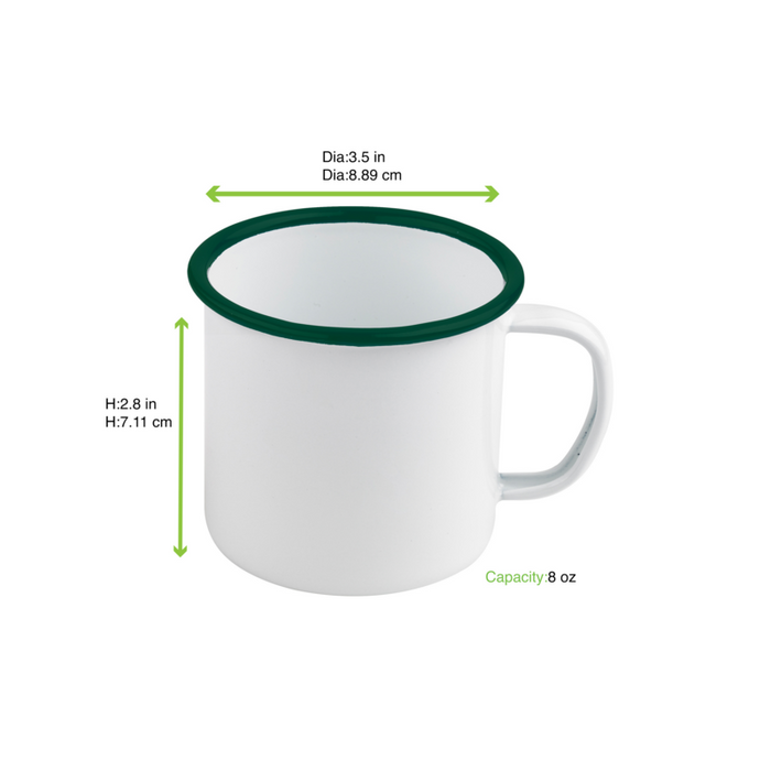 Mug smaltata con manico e bordo verde (42)  H70mm 250ml