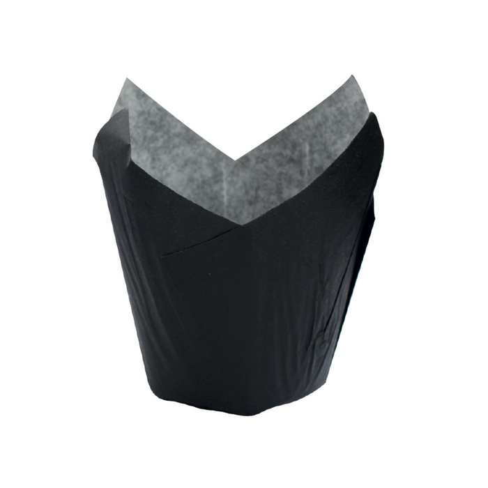 Pirottino da forno a forma di tulipano in carta nera siliconata  H60mm