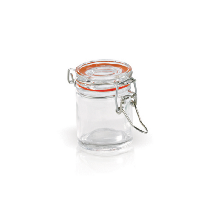 Tarro pequeño de vidrio BOKA con junta silicona roja 45ml A63,5mm - 12Uds