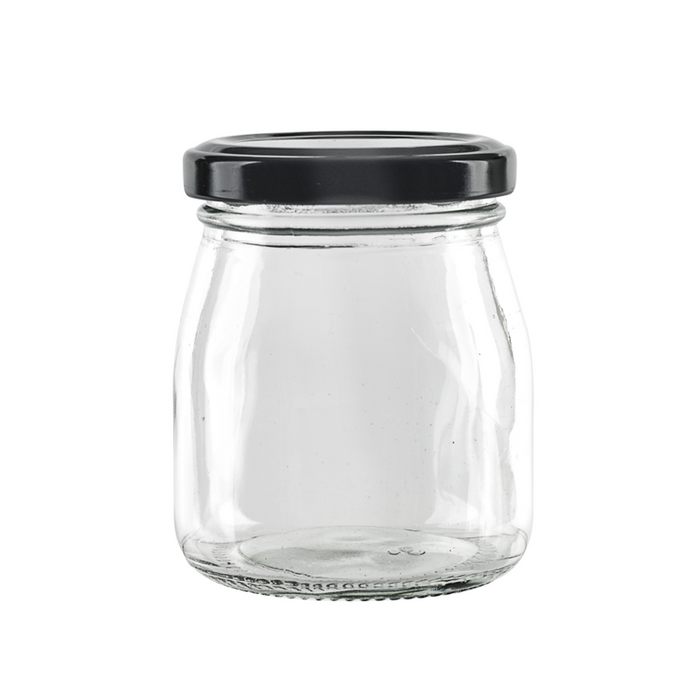 Vasetto in vetro tondo con tappo in alluminio (GL70 + ALU41)  H80mm 150ml