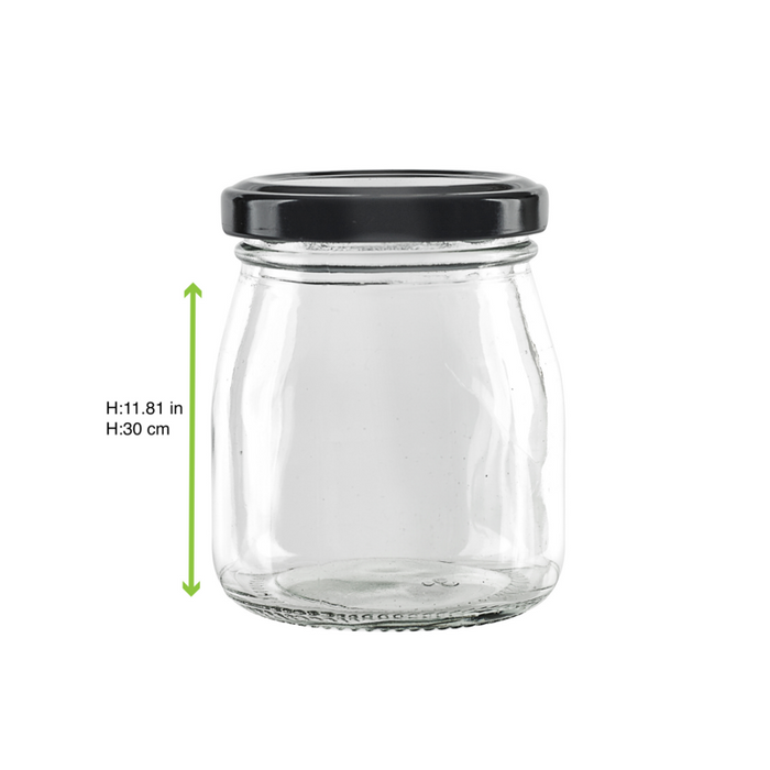 Vasetto in vetro tondo con tappo in alluminio (GL70 + ALU41)  H80mm 150ml