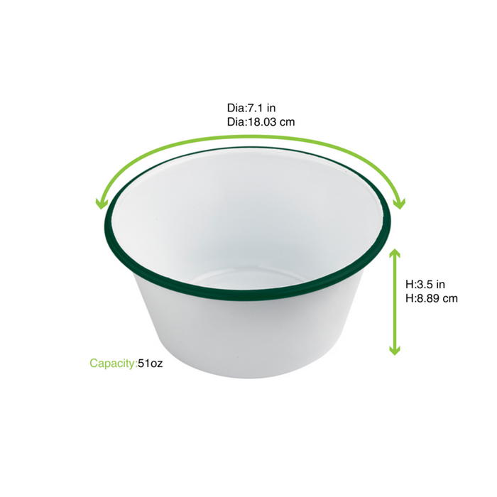 Ciotola Enamely smaltata con bordo verde (42)  H90mm 1500ml