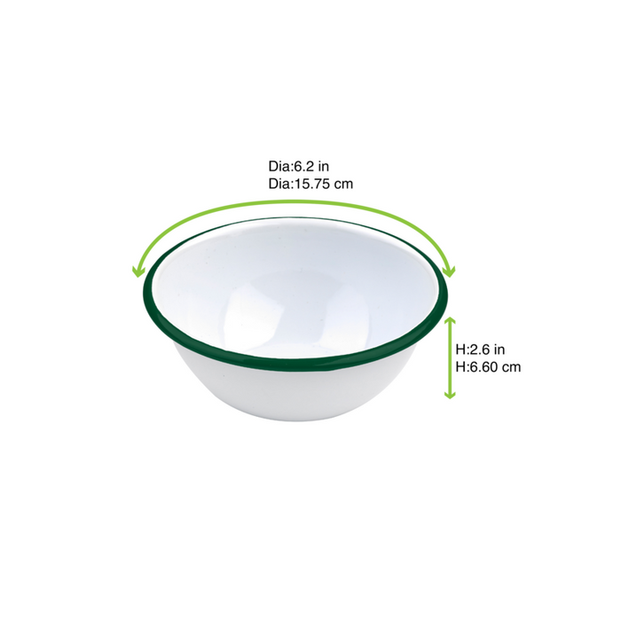 Ciotola Enamely smaltata con bordo verde (42)  H65mm 550ml