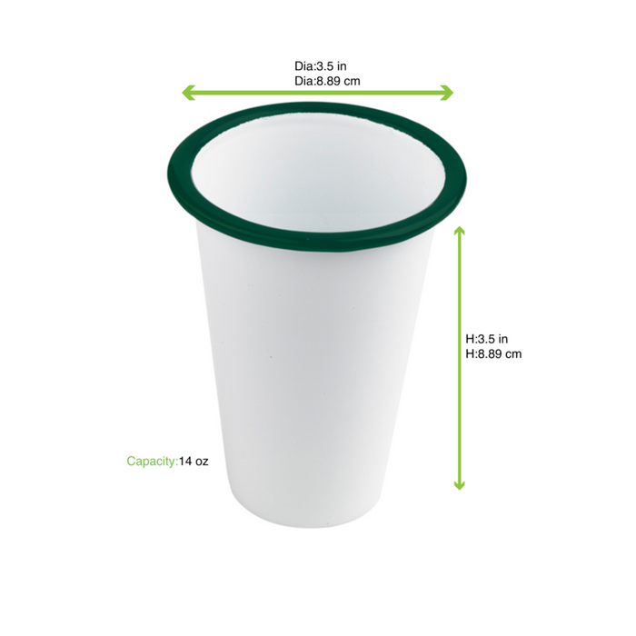 Bicchiere smaltato con bordo verde (42)  H90mm 300ml