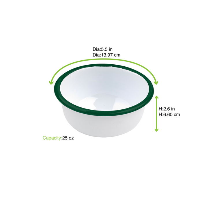Ciotola Enamely smaltata con bordo verde (42)  H65mm 750ml