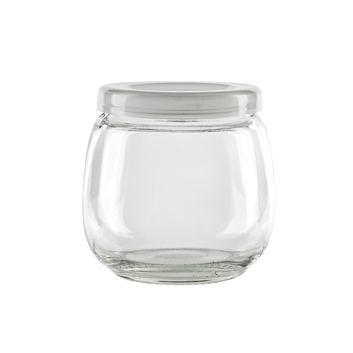 Vasetto in vetro tondo con tappo in PP (GL70 + PP5)  H73mm 200ml