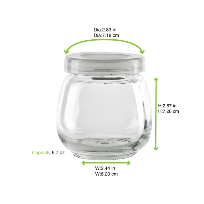 Vasetto in vetro tondo con tappo in PP (GL70 + PP5)  H73mm 200ml