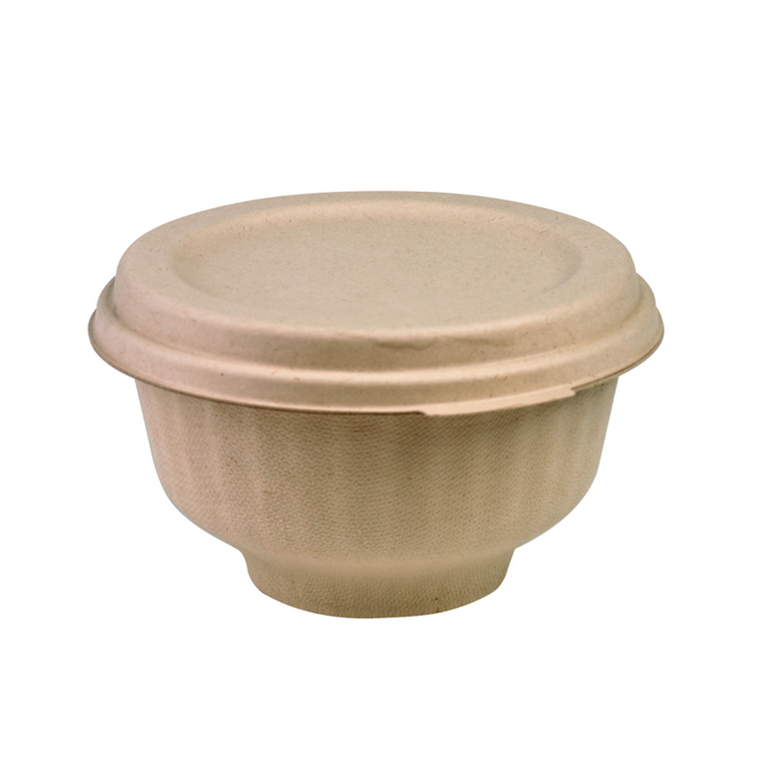 Contenitore per zuppa in polpa di canna da zucchero con coperchio  H90mm 680ml