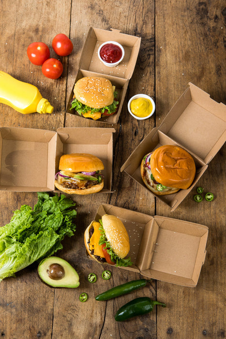 Scatola per hamburger in cartone kraft 75x75mm H50mm