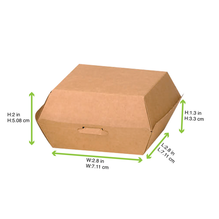 Scatola per hamburger in cartone kraft 75x75mm H50mm