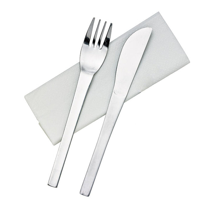 Set posate in acciaio inox 3/1 con custodia in carta (FE40 + PAP22) 210x60mm H15mm