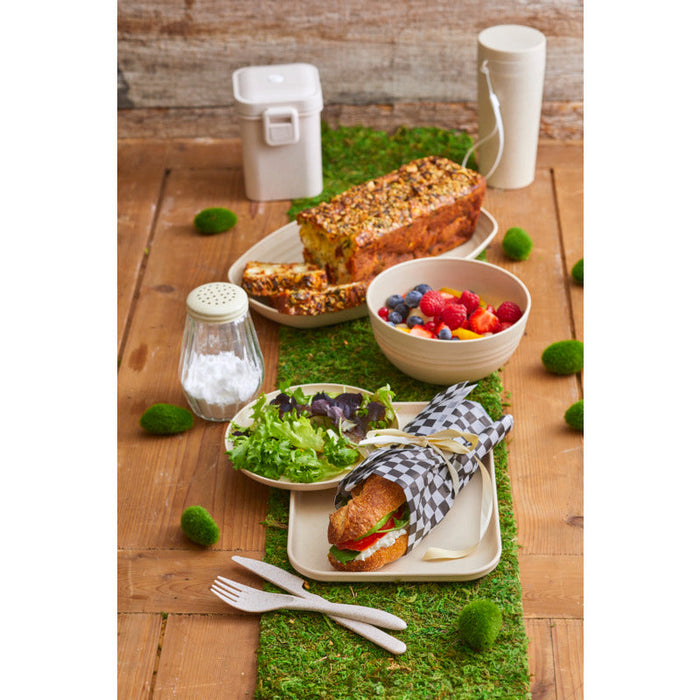 Kit di posate Huskly  in scatola rigida (forchetta/coltello/cucchiaio) in materiale composito beige 210x55mm H250mm