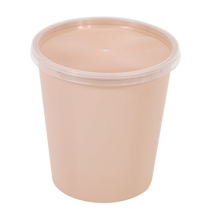Contenitore beige in PP con coperchio trasparente (PP5)  H125mm 1000ml