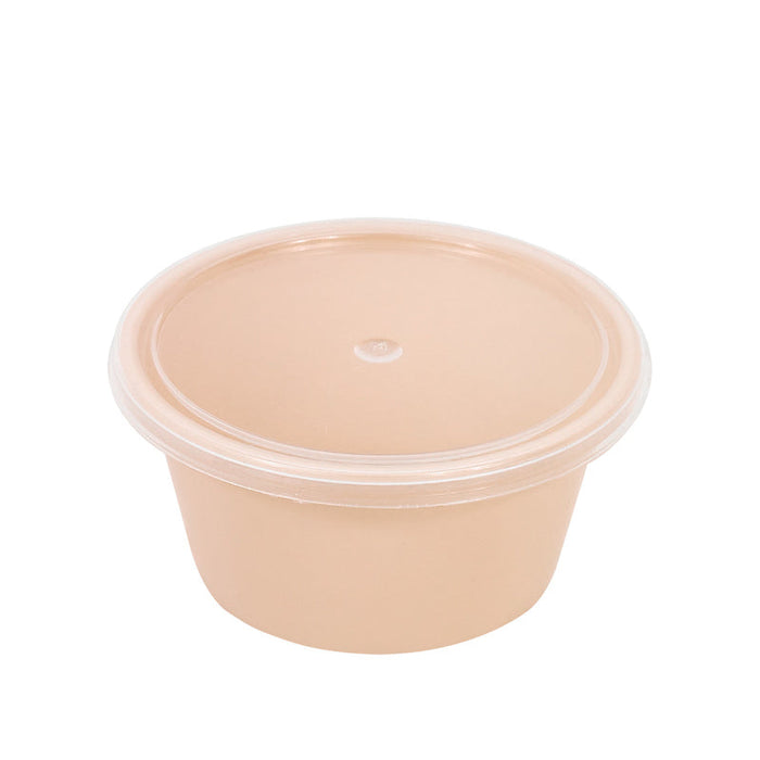 Contenitore beige in PP con coperchio trasparente (PP5)  H40mm 120ml