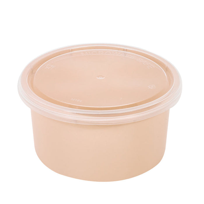 Cuenco reutilizable PP injectado beige con tapa transparente 225ml Ø98mm A49mm - 50Uds