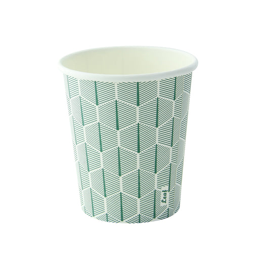 Vaso de cartón blanco con decoración de hojas 230ml A92mm - 50Uds