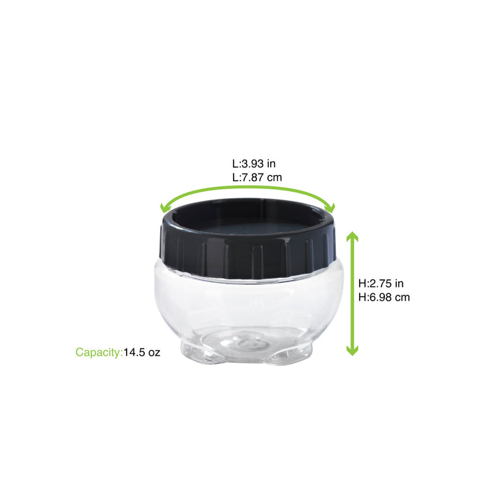 Barattolo Bokolock in PET con coperchio (PET1)  H75mm 430ml