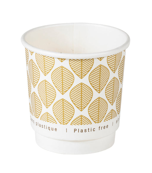 Vaso de cartón estampado de doble pared sin plástico, Base agua 120ml Ø62mm A62mm - 25Uds