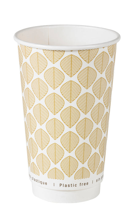 Bicchiere cartone kraft stampato doppia parete plastic-free (PAP20)  H136mm 460ml