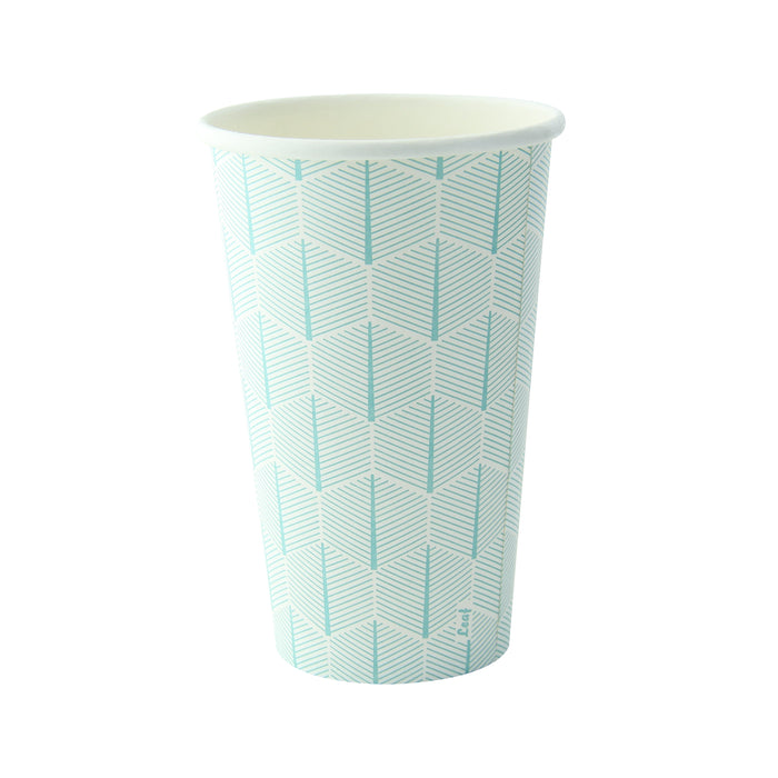 Bicchiere cartone bianco Leaf con decoro (PAP20)  H110mm 350ml