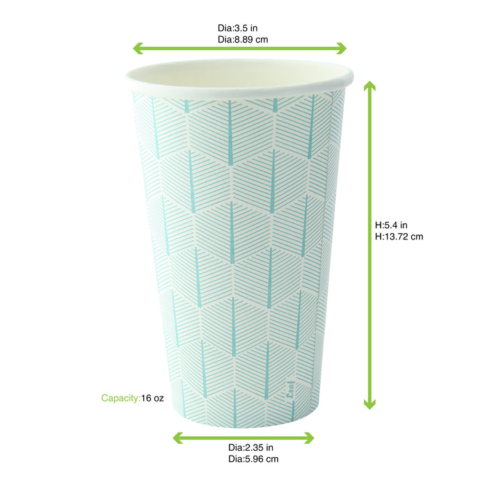 Bicchiere cartone bianco Leaf con decoro (PAP20)  H110mm 350ml
