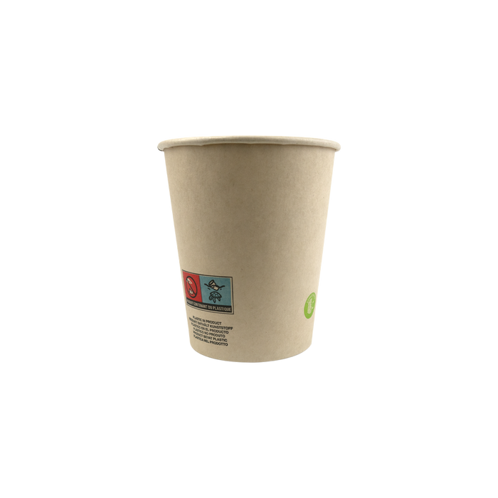 Vaso de cartón de fibra de bambú blanco con laminación PE 180ml A79mm - 50Uds