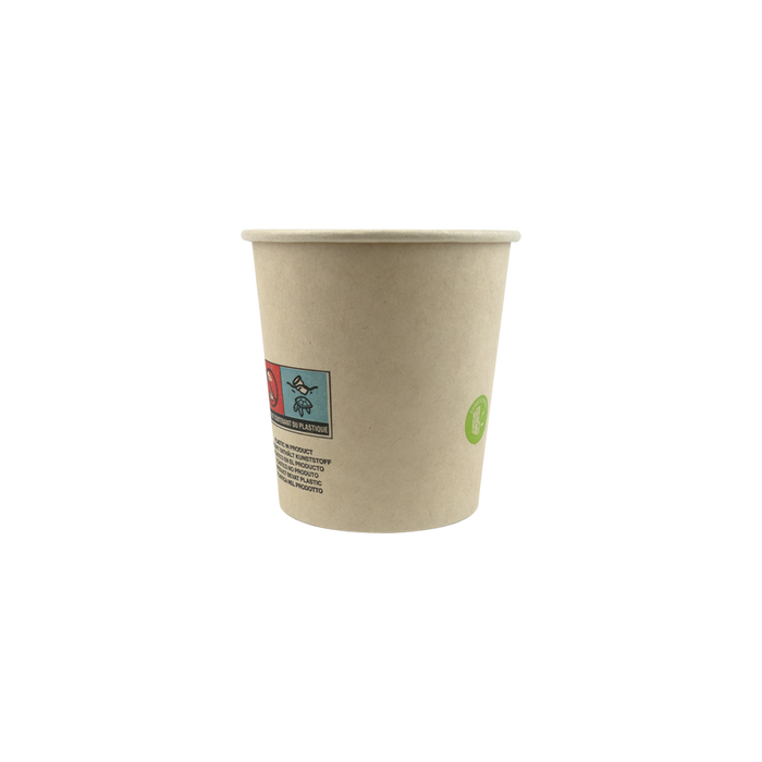 Vaso de cartón de fibra de bambú blanco con laminación PE 120ml A62mm - 50Uds